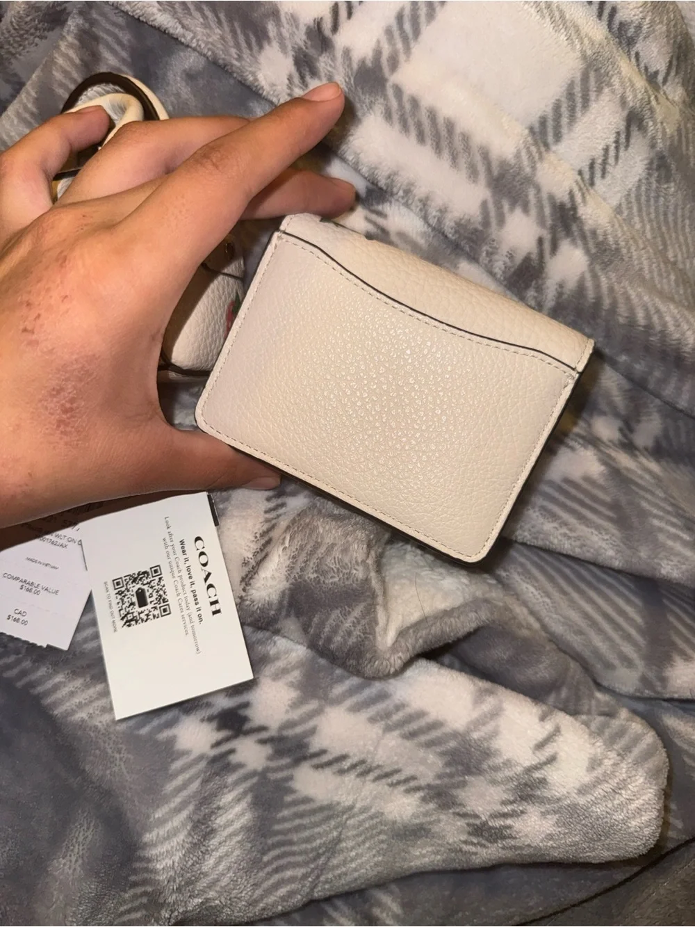 Coach Cream Pebbled Leather Card Case